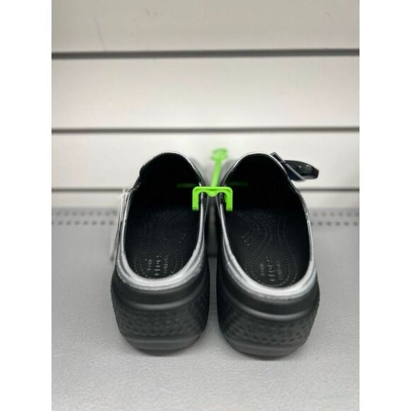 CROCS Women’s Stomp Metallic Penny Loafer Black Silver Platform Clog Sz 10 US - Picture 4 of 6